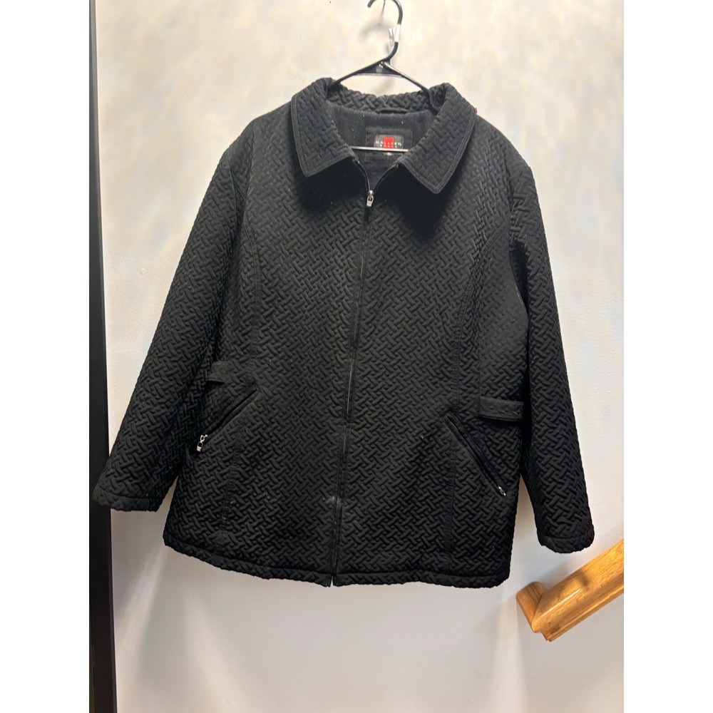 Gallery Woman Black Quilted Coat Jacket Women's Size Pit To Pit 26